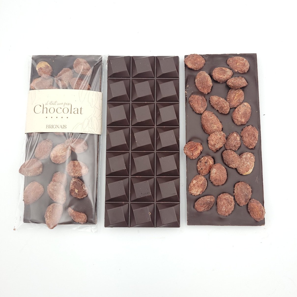 Tablette chocolat noir amandes caramélisées 100g